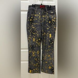 JOHNNY BLAZE Flame jeans Gold splatter pattern Size 5/6 womens Vintage